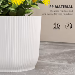 Outsunny Set of 2 Round Plant Pots Outdoor 22cm for Garden, White - Additional view 5
