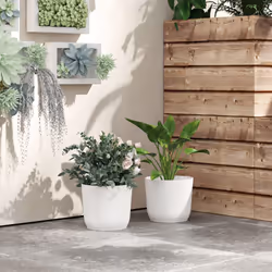 Outsunny Set of 2 Round Plant Pots Outdoor 22cm for Garden, White - Additional view 6