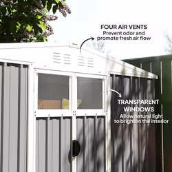 Outsunny 8 x 4 ft Garden Storage Shed, Outdoor Metal Shed, Light Grey