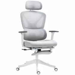 HOMCOM Executive Office Chair, Recliner Computer Chair with Footrest, Grey