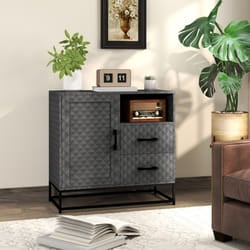 HOMCOM Cupboard with Adjustable Shelf, Open Compartment, 2 Drawers, Grey