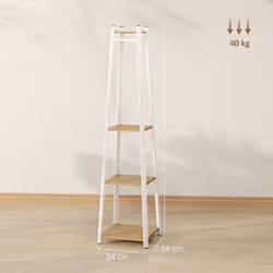 HOMCOM Clothes Rack with Storage, Garment Rack with 8 Hooks and 3-Tier Shelf - Yellow