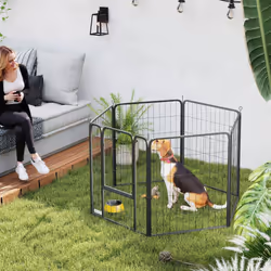 PawHut Six-Panel Dog Playpen with Door, for Indoor, Outdoor, 80cm Tall