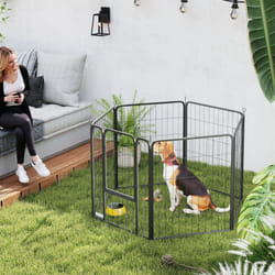 PawHut Six-Panel Dog Playpen with Door, for Indoor, Outdoor, 80cm Tall