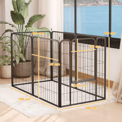 PawHut Six-Panel Dog Playpen with Door, for Indoor, Outdoor, 80cm Tall