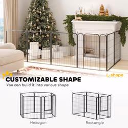 PawHut Six-Panel Dog Playpen with Door, for Indoor, Outdoor, 80cm Tall