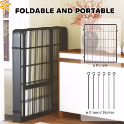 PawHut Six-Panel Dog Playpen with Door, for Indoor, Outdoor, 80cm Tall - Additional view 5
