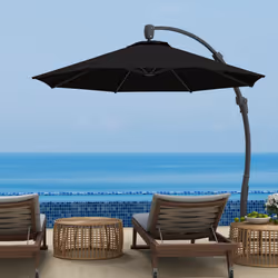 Outsunny 3(m) Garden Cantilever Parasol with Crank Aluminium Frame - Black