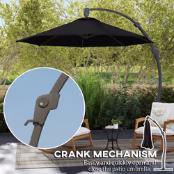 Outsunny 3(m) Garden Cantilever Parasol with Crank Aluminium Frame - Black - Additional view 5