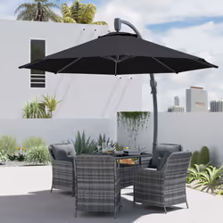 Outsunny 3(m) Garden Cantilever Parasol with Crank Aluminium Frame - Black - Additional view 7