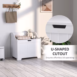 HOMCOM Storage Trunk with Safety Hinge for Living Room, 56.4cm, White - Additional view 5