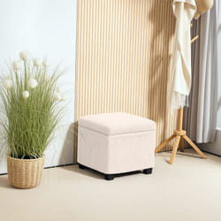 HOMCOM 40 cm Ottoman Storage Box with Removable Lid, Foot Rest - White