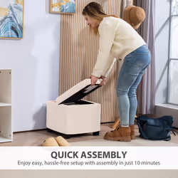 HOMCOM 40 cm Ottoman Storage Box with Removable Lid, Foot Rest - White
