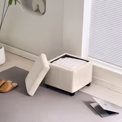 HOMCOM 40 cm Ottoman Storage Box with Removable Lid, Foot Rest - White - Additional view 4