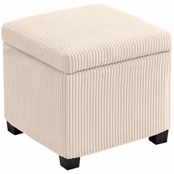 HOMCOM 40 cm Ottoman Storage Box with Removable Lid, Foot Rest - White - Additional view 5