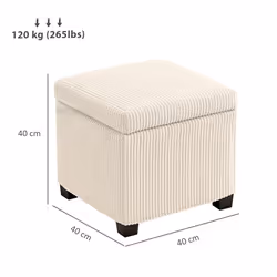HOMCOM 40 cm Ottoman Storage Box with Removable Lid, Foot Rest - White - Additional view 6
