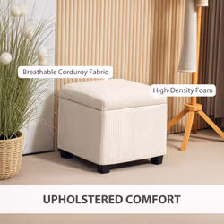 HOMCOM 40 cm Ottoman Storage Box with Removable Lid, Foot Rest - White - Additional view 7