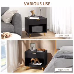 HOMCOM Small Table With Drawer, Open Compartment and Handle, Black - Additional view 4