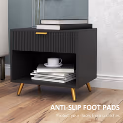 HOMCOM Small Table With Drawer, Open Compartment and Handle, Black - Additional view 5