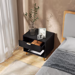 HOMCOM Small Table With Drawer, Open Compartment and Handle, Black - Additional view 6