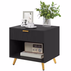 HOMCOM Small Table With Drawer, Open Compartment and Handle, Black - Additional view 7