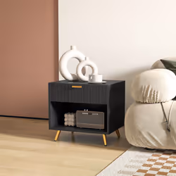 HOMCOM Small Table With Drawer, Open Compartment and Handle, Black - Additional view 8