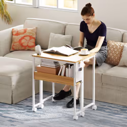 HOMCOM 63 cm Foldable Computer Desk on Wheels for Small Spaces Natural