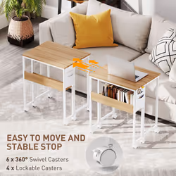 HOMCOM 63 cm Foldable Computer Desk on Wheels for Small Spaces Natural - Additional view 5
