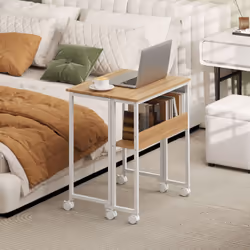 HOMCOM 63 cm Foldable Computer Desk on Wheels for Small Spaces Natural - Additional view 7