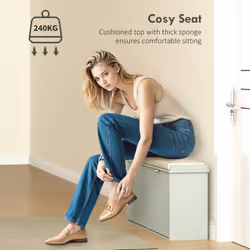 HOMCOM Shoe Storage Bench with Cushion and Flip-Drawer 104x26x47.5cm - Green