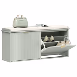 HOMCOM Shoe Storage Bench with Cushion and Flip-Drawer 104x26x47.5cm - Green - Additional view 4