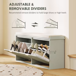 HOMCOM Shoe Storage Bench with Cushion and Flip-Drawer 104x26x47.5cm - Green - Additional view 5