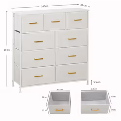 HOMCOM Chest of Drawers with 9 Drawers, Boucle Storage Organiser, Cream - Additional view 4