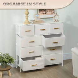 HOMCOM Chest of Drawers with 9 Drawers, Boucle Storage Organiser, Cream - Additional view 5
