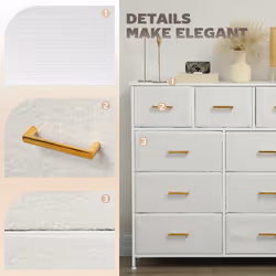 HOMCOM Chest of Drawers with 9 Drawers, Boucle Storage Organiser, Cream - Additional view 8