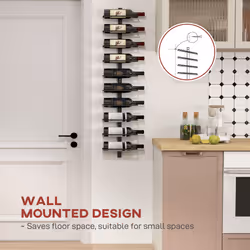 HOMCOM Wall Mount Wine Rack, Wall Wine Rack for 10 Wine Bottles, Black - Additional view 4