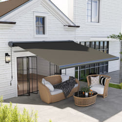 Outsunny 4x3(m) Full Cassette Electric Awning, Aluminium Frame, Dark Grey