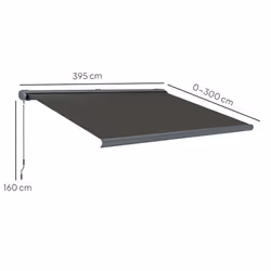 Outsunny 4x3(m) Full Cassette Electric Awning, Aluminium Frame, Dark Grey