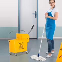 HOMCOM 20L Mop Bucket with Wringer Handle on Wheels for Cleaning Yellow