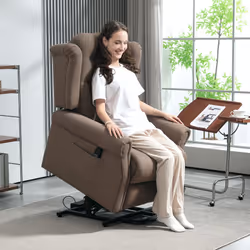 HOMCOM Power Lift Recliner Armchair with Wingback, Button Tufted, Brown