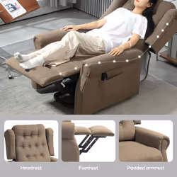 HOMCOM Power Lift Recliner Armchair with Wingback, Button Tufted, Brown - Additional view 5