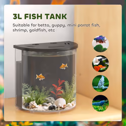 PawHut Fish Tank, 3L Nano Aquarium Starter Kit with Filter System, LED Light - Additional view 6