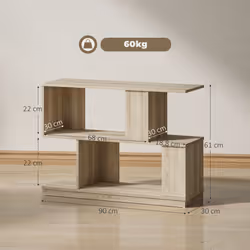 HOMCOM Modern Narrow End Table, S-Shaped Nightstand, Natural Wood Finish - Additional view 2