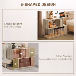 HOMCOM Modern Narrow End Table, S-Shaped Nightstand, Natural Wood Finish - Additional view 3
