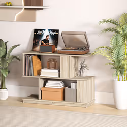 HOMCOM Modern Narrow End Table, S-Shaped Nightstand, Natural Wood Finish - Additional view 4