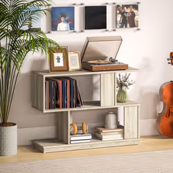 HOMCOM Modern Narrow End Table, S-Shaped Nightstand, Natural Wood Finish - Additional view 5