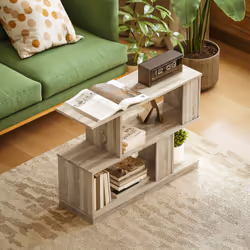 HOMCOM Modern Narrow End Table, S-Shaped Nightstand, Natural Wood Finish - Additional view 6