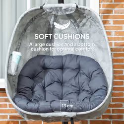 Outsunny Hanging Egg Chair Outdoor Indoor Swing Chair, Folding Basket, Grey