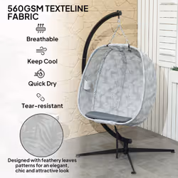 Outsunny Hanging Egg Chair Outdoor Indoor Swing Chair, Folding Basket, Grey