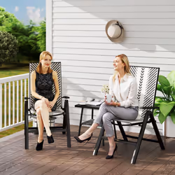 Outsunny 2PCs Rattan Folding Chair w/ 5-Position Adjustable Backrest - Grey